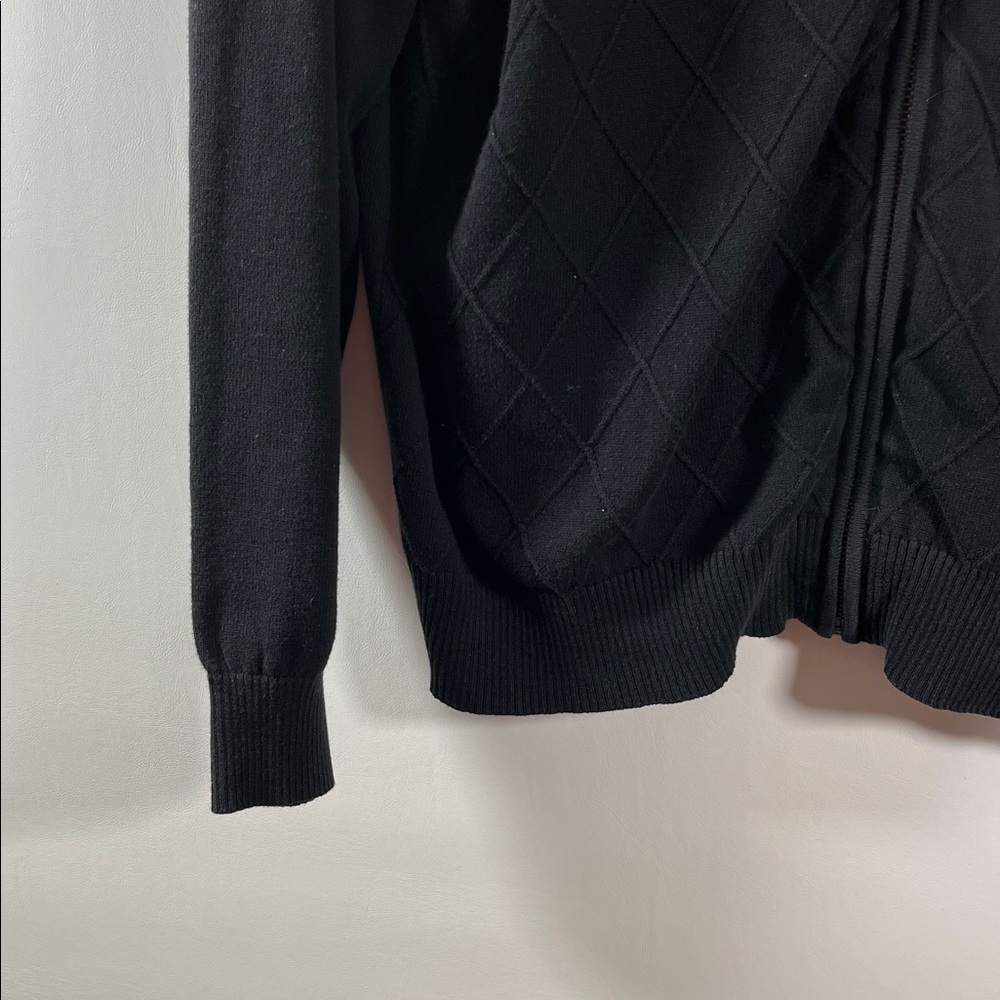 PGA Tour Men's Black Zip-Up Jacket Size L 100% Cotton Ribbed Collar Cuffs & Hem - Picture 3 of 11
